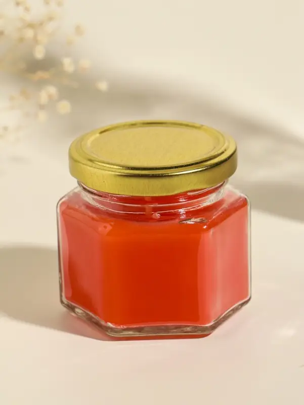 Свеча ароматическая в банке 70 гр воска, корица+аплеьсин