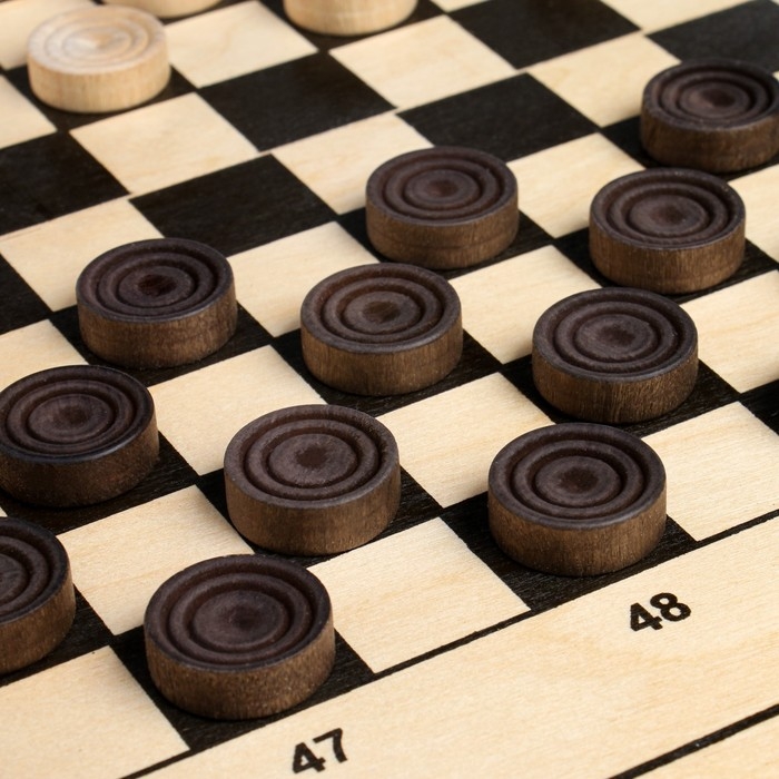 Шашки деревянные, настольная игра Шашки деревянные, настольная игра "Стоклеточные", международные, с доской 40 х 40 х 3.5 см