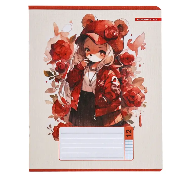 Тетрадь 12 листов в клетку &laquo;С ушками&raquo;, обложка бумага, текстура, МИКС