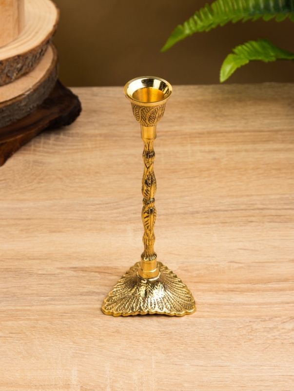 Подсвечник &laquo;Павлиний хвост&raquo;, латунь, 7&times;7&times;19 см