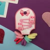 Набор для волос &laquo;Карамель&raquo;, 10 резинок 1.5 см, 2 невидимки 3.5 см, зайки, розовый