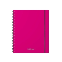 Тетрадь на спирали, 80 листов в клетку, ErichKrause Neon, пластиковая обложка, на резинке, блок офсет 100% белизна, МИКС