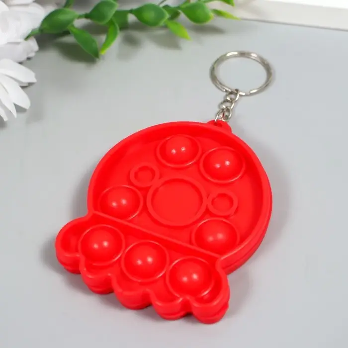 Брелок резина антистресс (бесконечная пупырка) "Медуза" МИКС 7,5х6х1,3 см