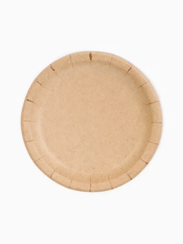 МП Тарелка одноразовая "Крафт" с бортом, картон, 18 см  (50 шт.)