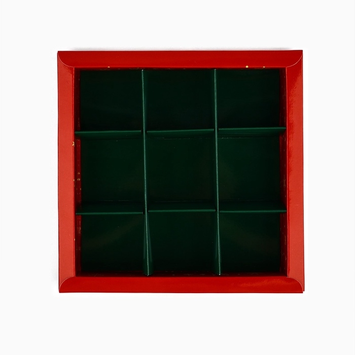 Коробка под 9 конфет с ячейками &laquo;Ёлочки&raquo;, 14.5 х 14.5 х 3 см