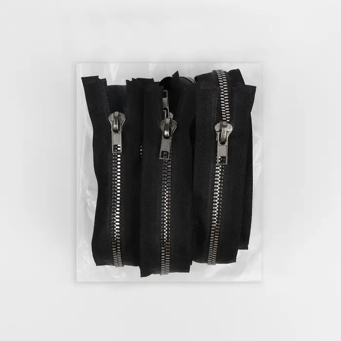 Молния &laquo;Трактор&raquo;, №5, разъёмная, декоративное звено &laquo;Акулий зуб&raquo;, замок автомат, 60 см, цвет чёрный/чёрный никель, цена за 1 штуку