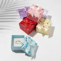 Коробочка подарочная под кольцо/серьги &laquo;Цветы и листья&raquo;, 5&times;5 (размер полезной части 4.5&times;4.5 см), МИКС, вставка белая