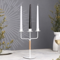 Подсвечник металл на 3 свечи "Шандал", 26,2х20,5 см, белый