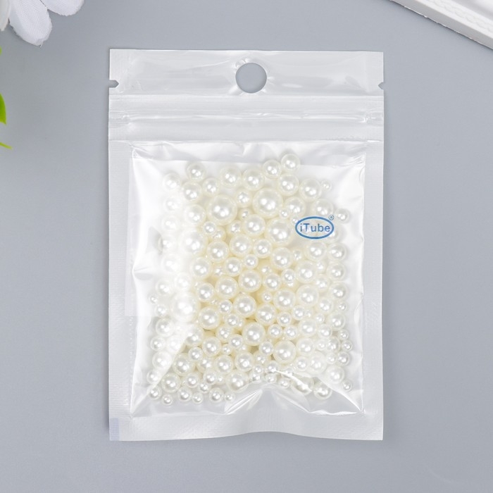 Декор для творчества пластик "Шарики. Сливки" d=3-8 мм, набор 10 гр