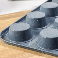 Форма для выпечки Доляна &laquo;Мрамор&raquo;, 35&times;27 см, 12 ячеек, антипригарное покрытие, цвет серый