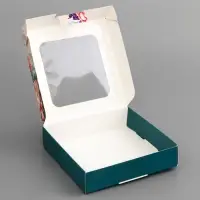 Коробка подарочная сборная с окном, упаковка, &laquo;Цветочки&raquo;, 13&times;13&times;3 см