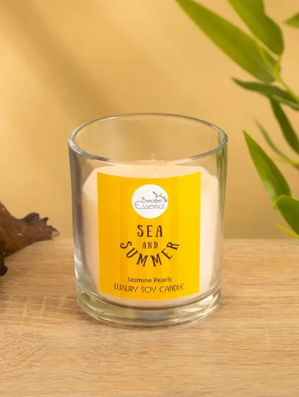 Свечас кристаллом внутри  Sea and Summer "Jasmine Pearls" жасмин, 120 гр