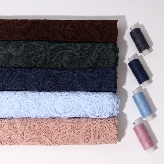 Кружевная эластичная ткань, 225 мм &times; 2,7 &plusmn; 0,5 м, цвет графитовый