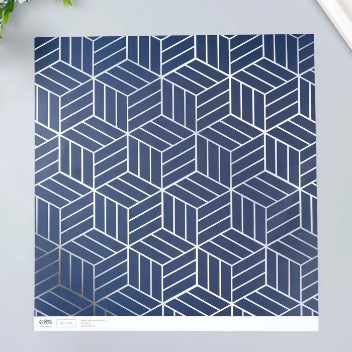 Бумага для скрапбукинга двусторонняя "Мехенди и геометрия серебро" плотн 180 гр 30,5х32см