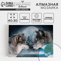 Алмазная мозаика с полным заполнением на холсте &laquo;Волки&raquo;, 30 х 40 см