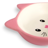 Миска керамическая овальная &laquo;Кошачья мордочка&raquo; 200 мл  14 х 12 х 3,5 см, розовая/белая