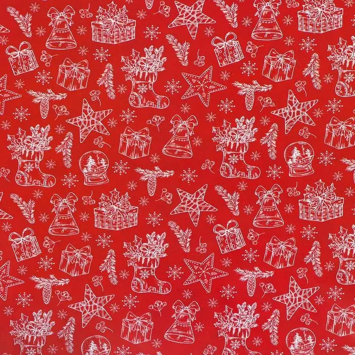 Бумага упаковочная глянцевая, двусторонняя "Новогоднее настроение", 50 х 70 см