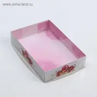 Кондитерская упаковка, коробка для макарун с пластиковой крышкой, &laquo;Цветы&raquo;, 18 х 12 х 3.5 см