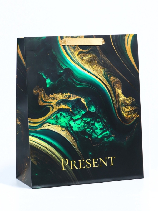 Пакет подарочный ламинированный вертикальный &laquo;Мрамор&raquo;, M 26 &times; 32 &times; 12 см