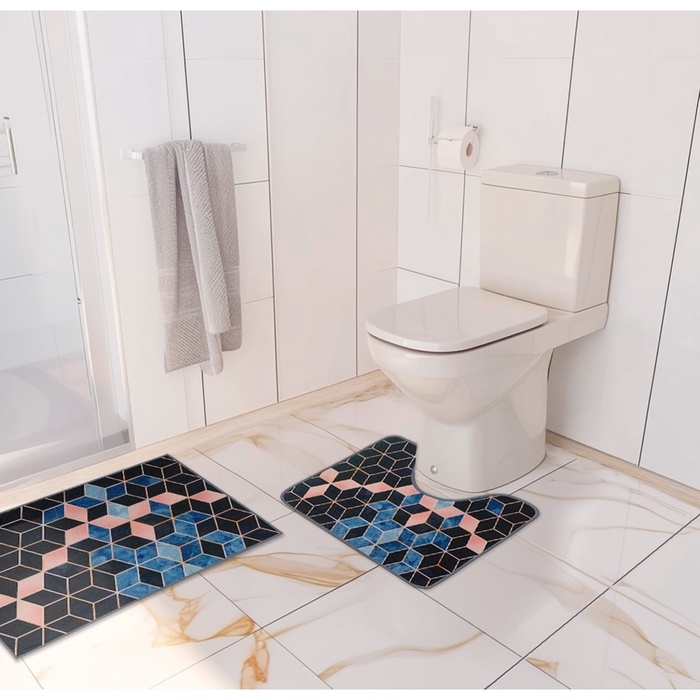 Набор ковриков для ванной и туалета Доляна &laquo;Бурлеск&raquo;, 2 шт, 50&times;80 см, 40&times;50 см