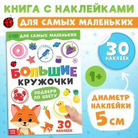 Книжка с наклейками &laquo;Большие кружочки. Подбери по цвету&raquo;, 30 стикеров