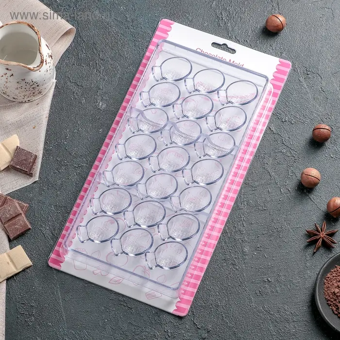 Форма для конфет и шоколада &laquo;Ананас&raquo;, 28&times;14 см, 21 ячейка, цвет прозрачный