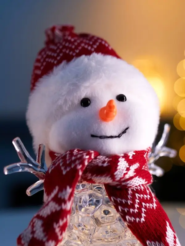 Фигура &laquo;Снеговик в красном&raquo; 28 см, 1 LED, от батареек ААА&times;3, свечение тёплое белое