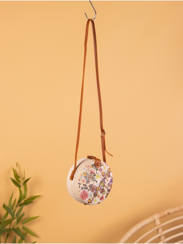 Сумка плетеная ротанг "Бабочки", 15х6х60 см