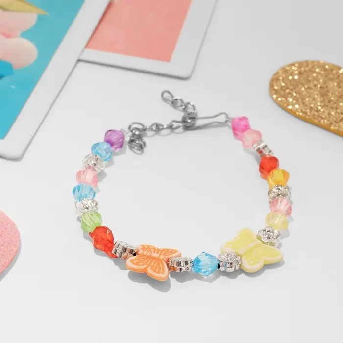 Браслет детский &laquo;Выбражулька&raquo; бабочки две, d=6 см. МИКС