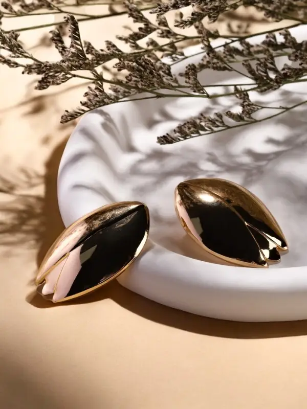 Серьги металл "Тюльпан" цветок, цвет золото