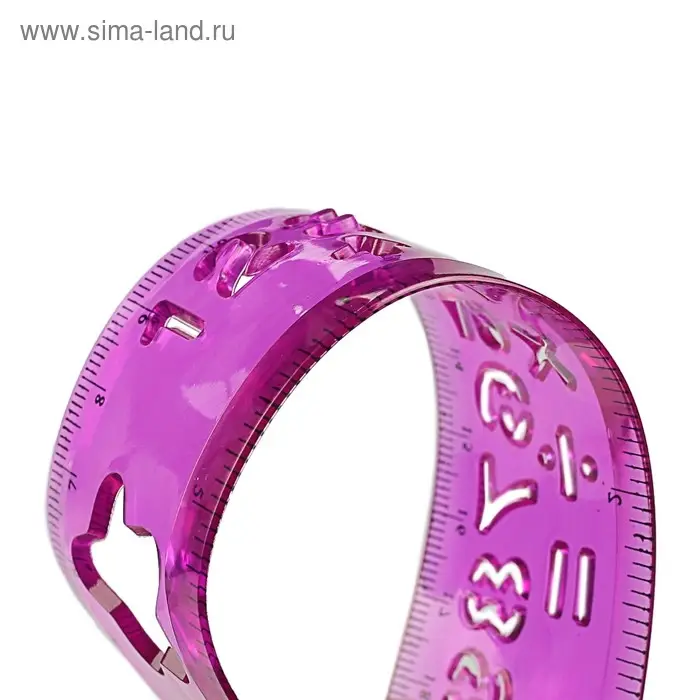 Линейка с трафаретом Calligrata 20 см, гибкая, силикон, МИКС