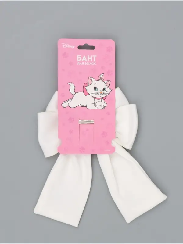 Бант для волос на заколке с лентами, белый, Коты аристократы