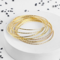 Браслет металл &laquo;Каркас&raquo; тонкая нить, набор 10 штук, цвет золото, 6,5см