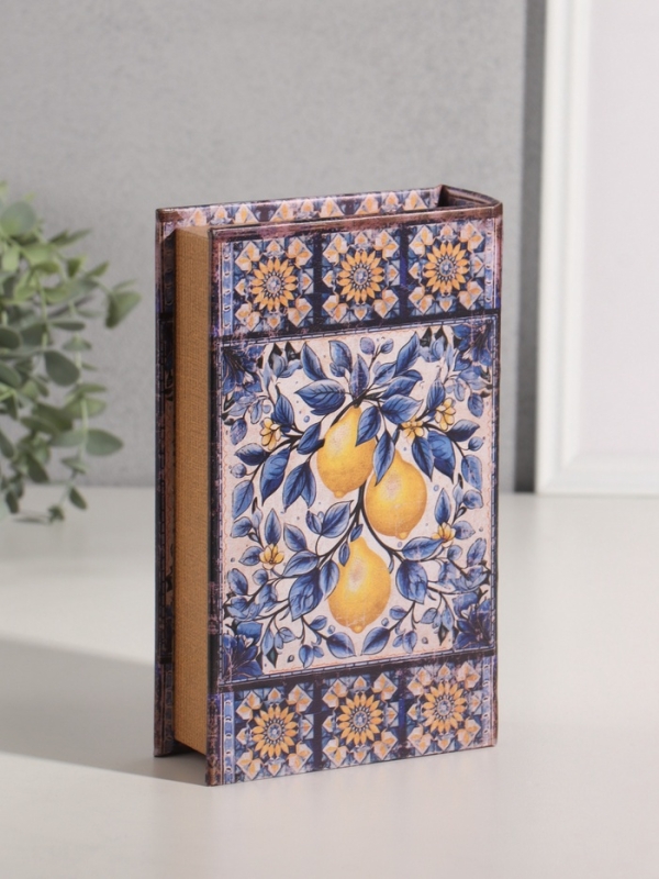 Сейф-книга дерево кожзам "Лимоны и подсолнухи" 21х13х5 см