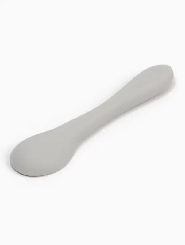 Тарелка детская на присоске и ложка, серый, Mum&Baby