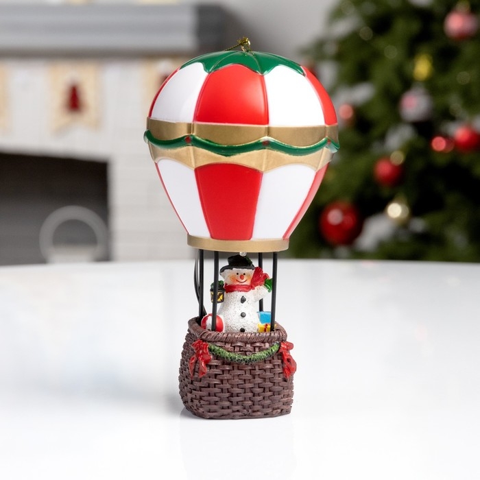 Светодиодная фигура &laquo;Воздушный шар со снеговиком&raquo; 8 &times; 8 &times; 16 см, полистоун, батарейки LR44х2 (в комплекте), свечение тёплое белое