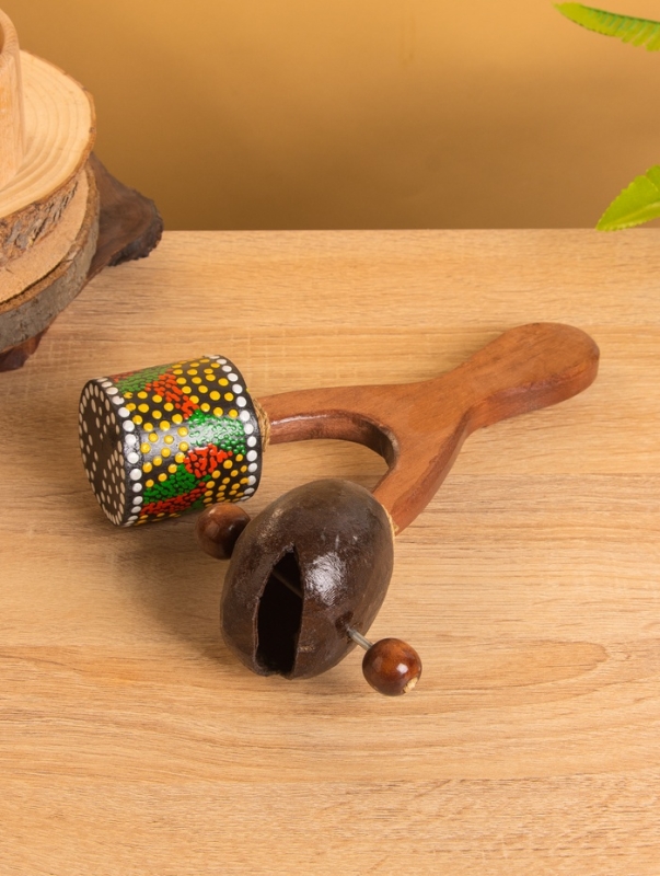 Сувенирный музыкальный инструмент "Маракас двойной" махагон, кокос, 25х15х6 см