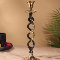 Подсвечник на 1 свечу "Золотое сечение" латунь, черный с золотом 7х7х24,5 см