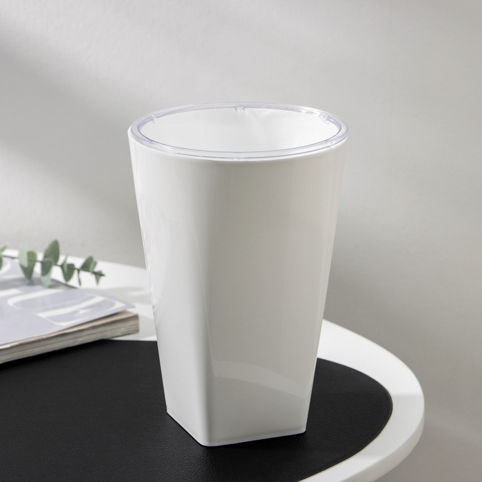 Кашпо для цветов со вставкой &laquo;Грейс&raquo;, 1,4 л (800 мл), цвет белый