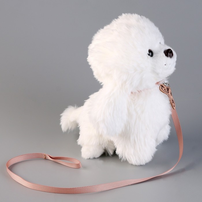 Мягкая игрушка &laquo;Щеночек&raquo; с поводком, 24 см, белый