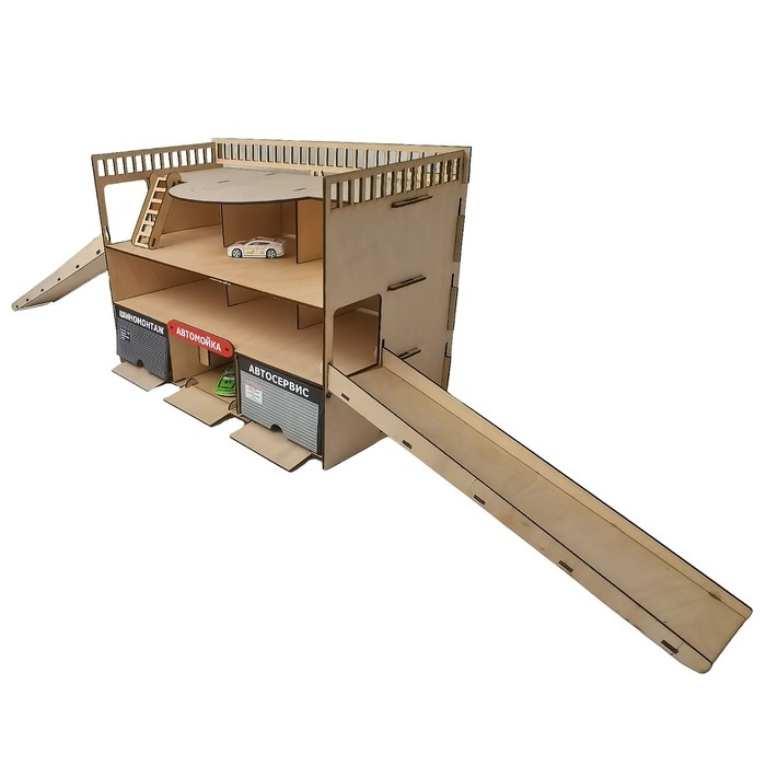 Парковка из дерева &laquo;Паркинг. Мегаполис&raquo; в наборе 2 машинки