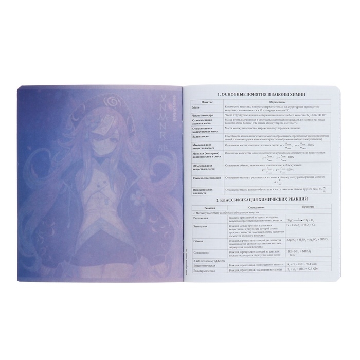 Тетрадь предметная ХИМИЯ, 48 листов в клетку, ErichKrause Manga, обложка мелованный картон, твин-лак, блок офсет 100% белизна, инфо-блок