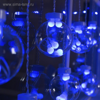 Гирлянда &laquo;Бахрома&raquo; 2.4 &times; 0.7 м с насадками &laquo;Шарики&raquo;, IP20, прозрачная нить, 108 LED, свечение синее, 8 режимов, 220 В