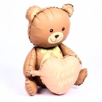 Шар фольгированный 42" &laquo;Медвежонок с розовым сердцем&raquo;, матовый, цвет шоколадный, под воздух