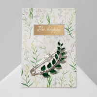 Булавка &laquo;Веточка лиственная&raquo; 6,5 см, цвет зелёный в серебре