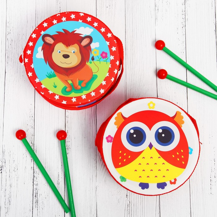 Музыкальная игрушка &laquo;Барабан&raquo;, с рисунком, цвета микс, бумажная мембрана