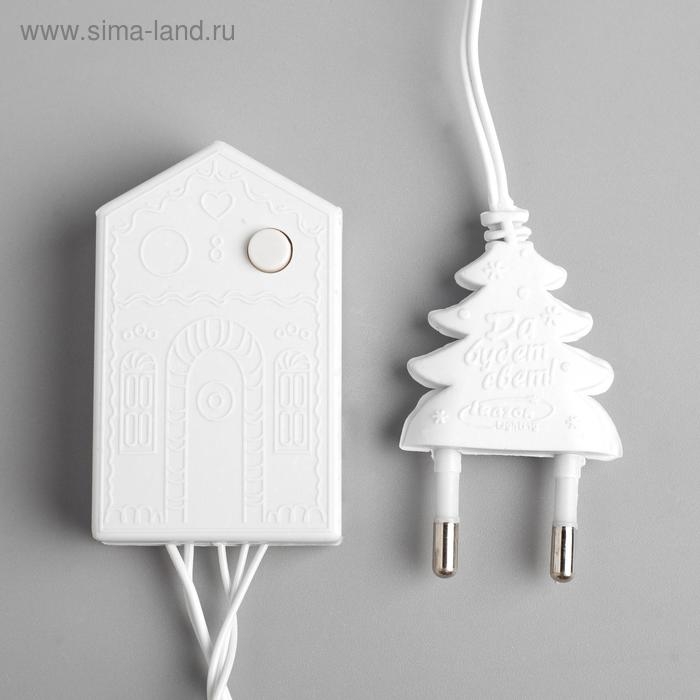 Гирлянда &laquo;Нить&raquo; 5 м, IP20, белая нить, 50 LED, свечение жёлтое, 8 режимов, 220 В