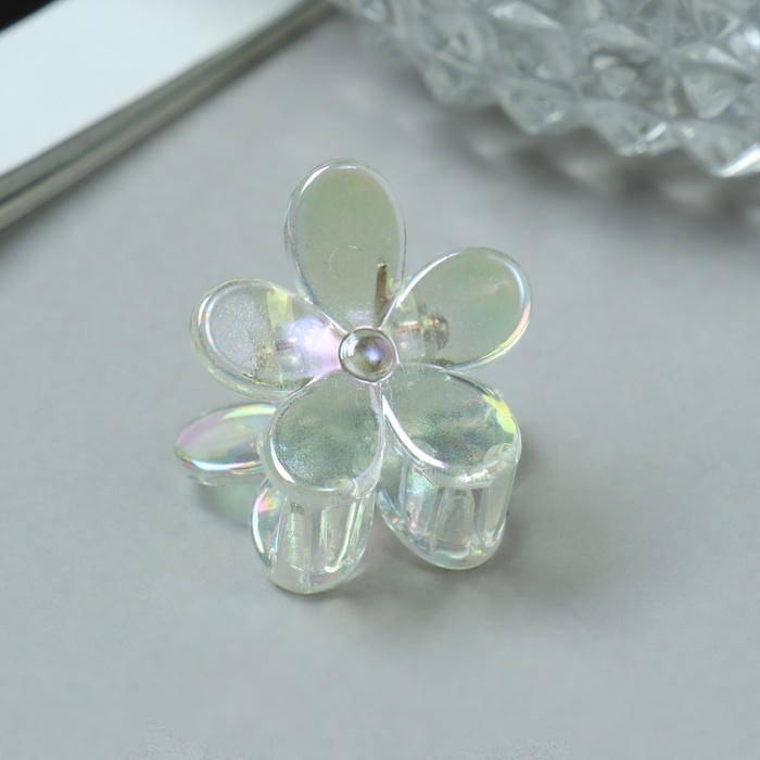 Краб для волос "Аванти" (набор 6 шт) цветок, 2,2 см, прозрачный