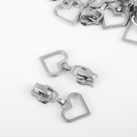 Бегунок автоматический для металлической молнии, №5, декоративный &laquo;Сердце&raquo;, 10 шт, цвет никель