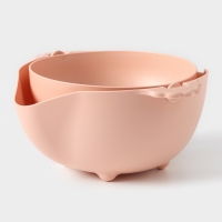 Дуршлаг кухонный с поддоном, 25&times;11,5 см, цвет МИКС